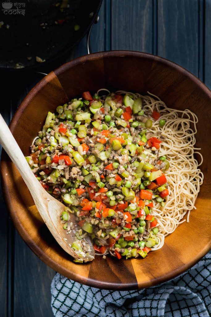 pasta after mixing veg