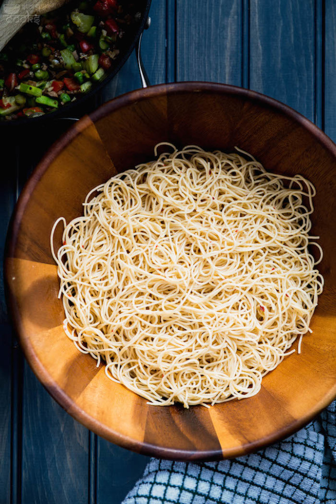 pasta before mixing veg