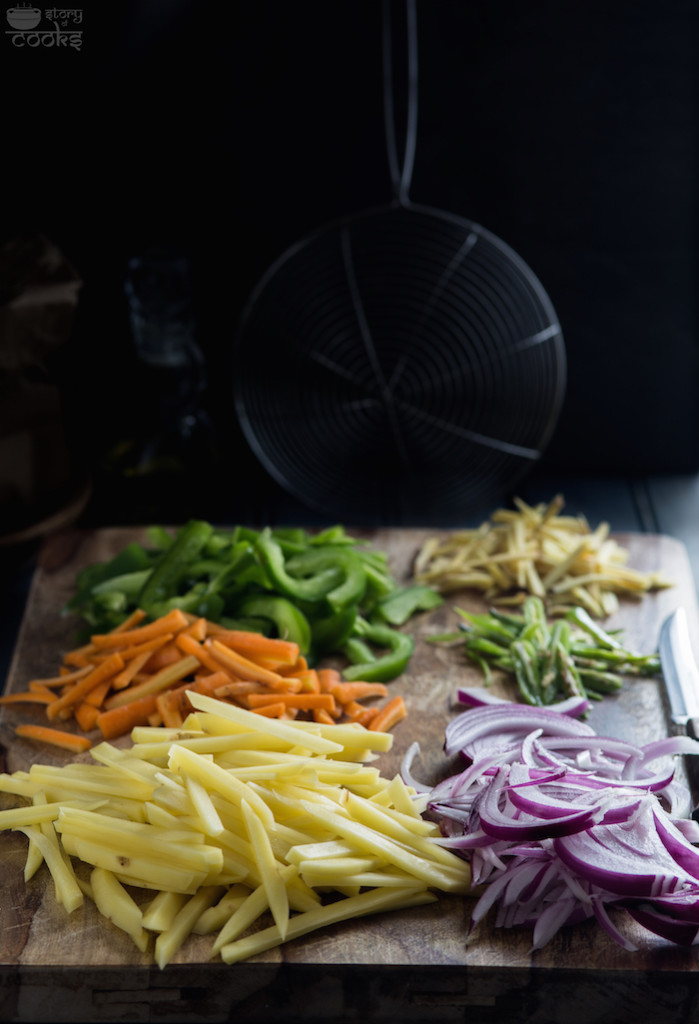 pakoda vegetables chopped with background