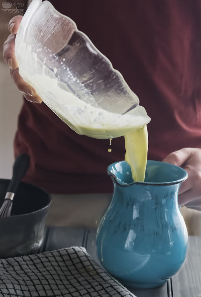 pouring custard