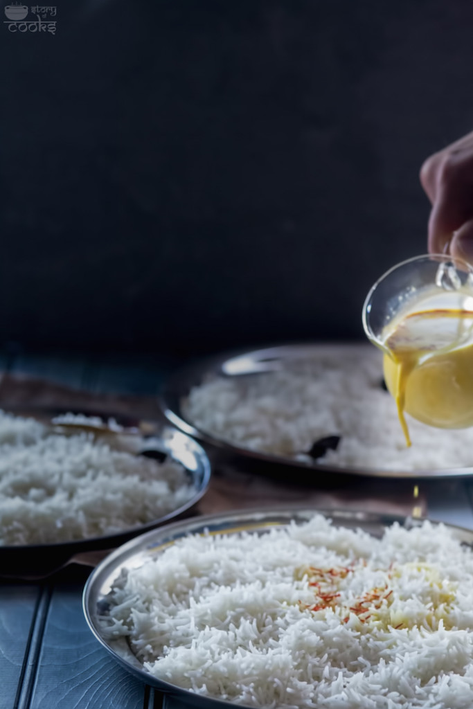 biryani rice prep