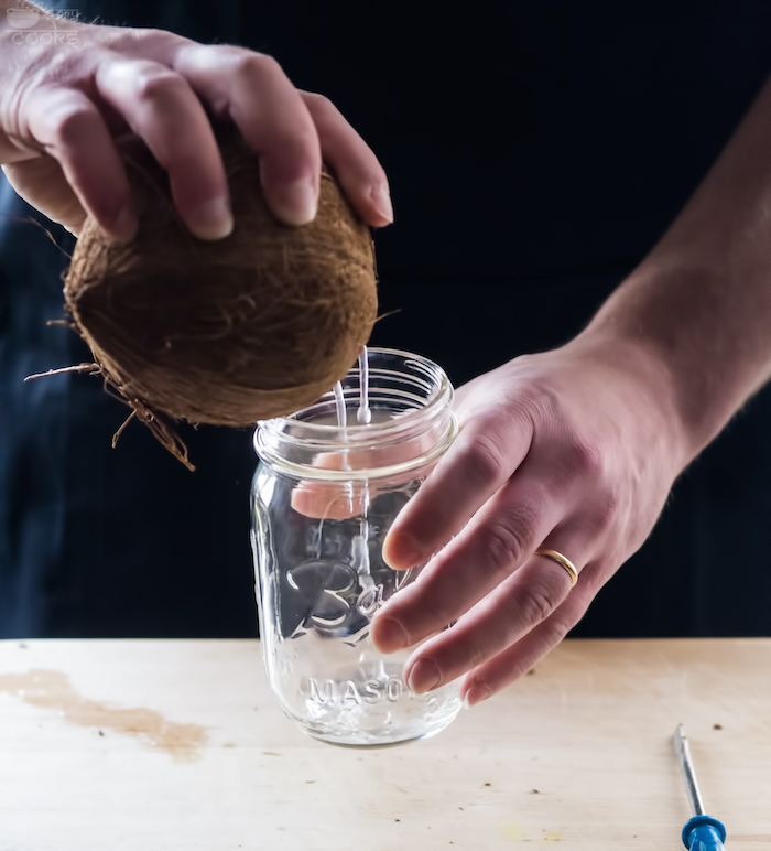 coconut water pouring