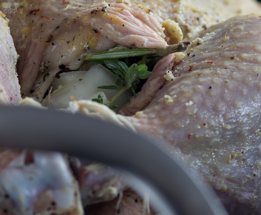 trussed chicken closeup