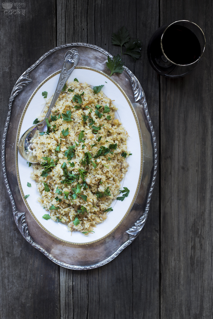 bulgur garbanzo pilaf top down