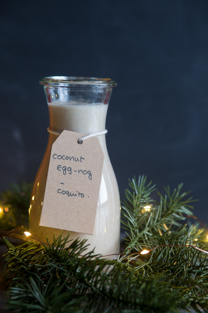 coconut eggnog in carafe