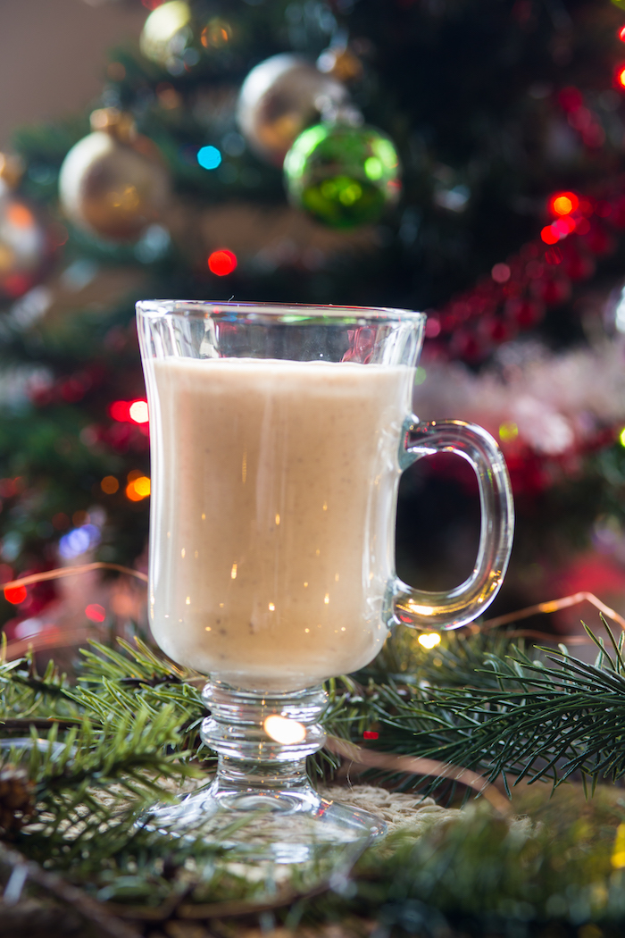 coconut eggnog in glass