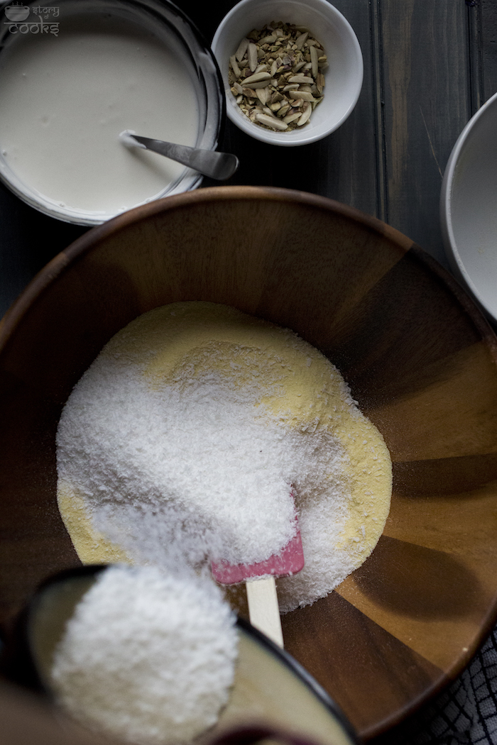 batter- adding coconut