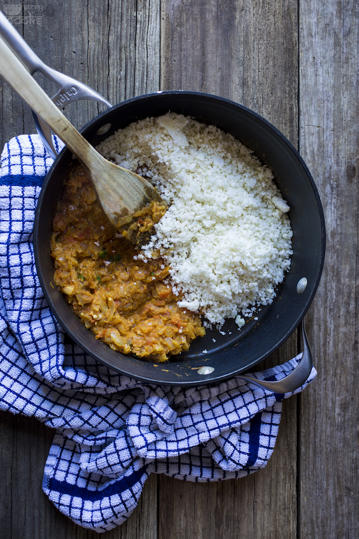 cauliflower rice biryani preparation