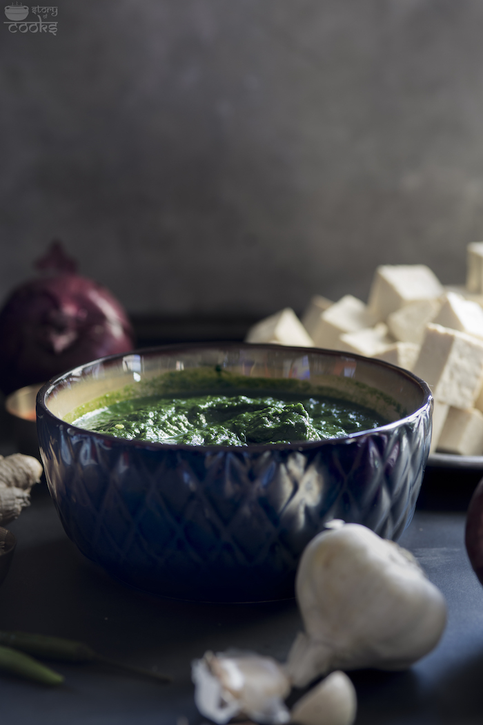 palak tofu preparation