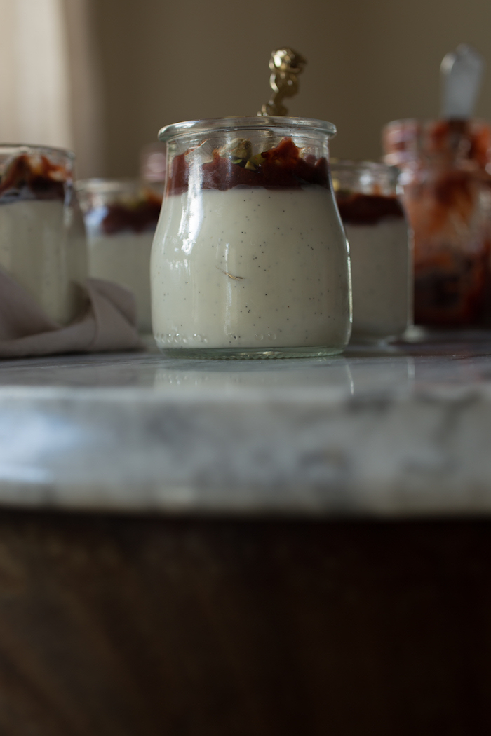 yogurt panna cotta on table